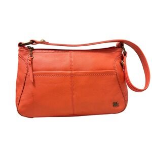 The Sak Leather Shoulder Bag Coral Orange Top‎ Zip Medium